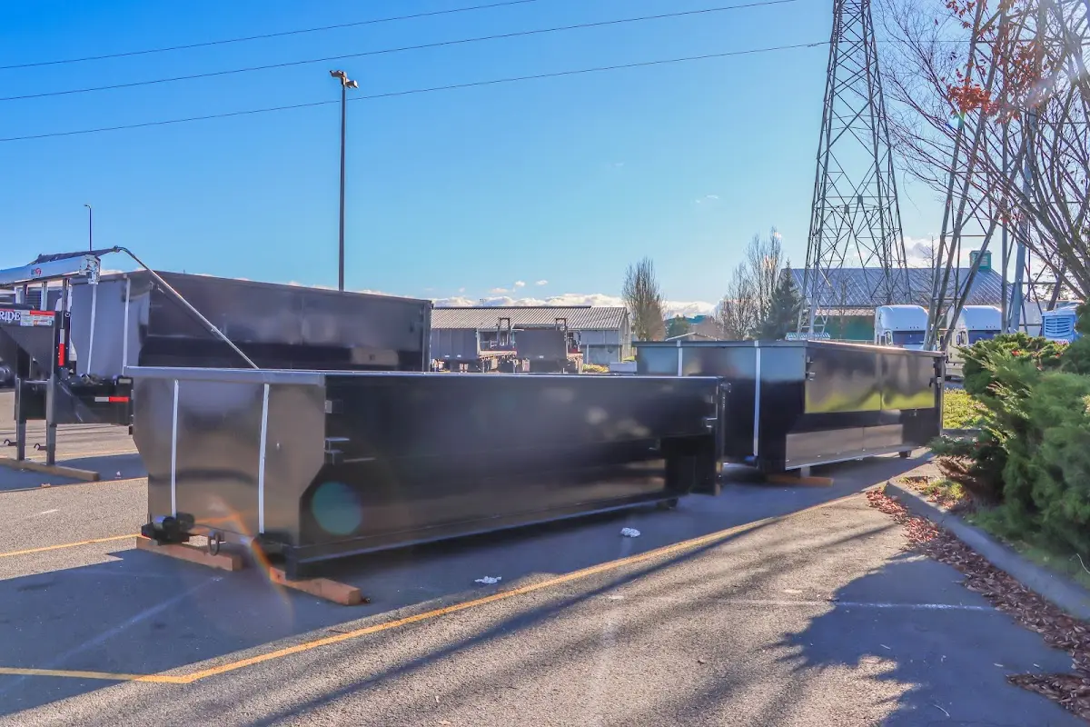 Roll-off dumpster ready for waste disposal at job site for 4 Yard Dumpster Rental in Gig Harbor
